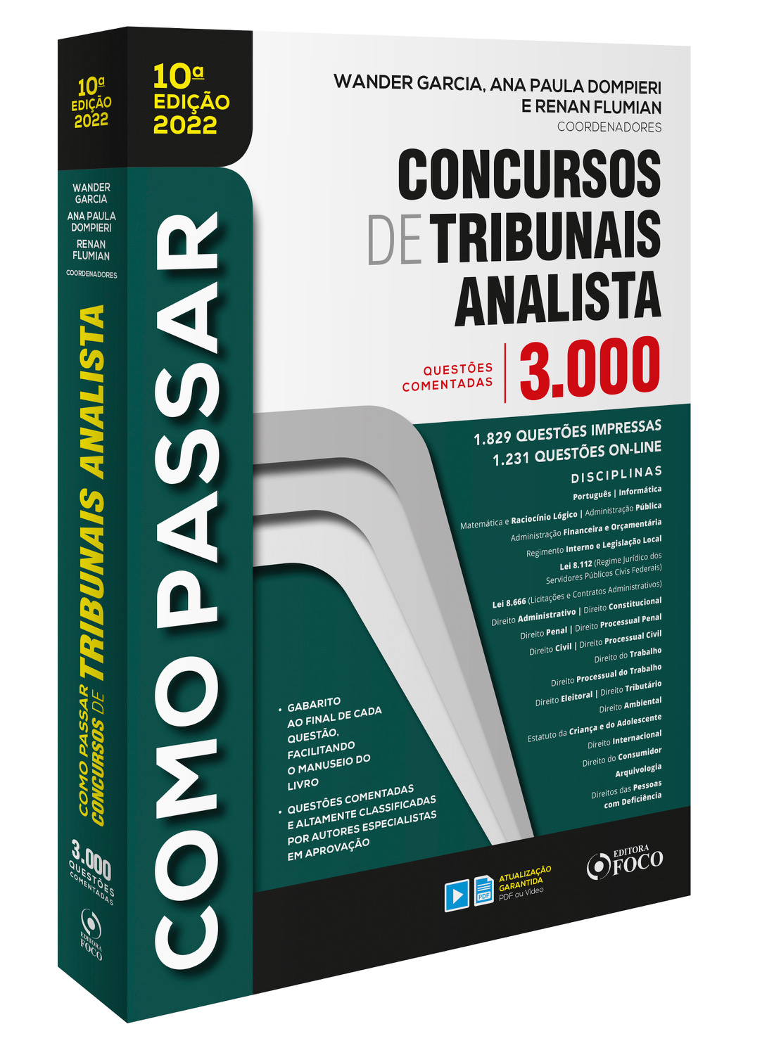 COMO PASSAR EM CONCURSOS DE TRIBUNAIS ANALISTA -  3.000 QUESTÕES COMENTADAS - 10ª ED - 2022